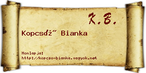 Kopcsó Bianka névjegykártya