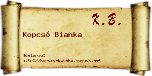 Kopcsó Bianka névjegykártya